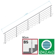Nerezové zábradlí BS L6000, D42,4/4xd12/H900